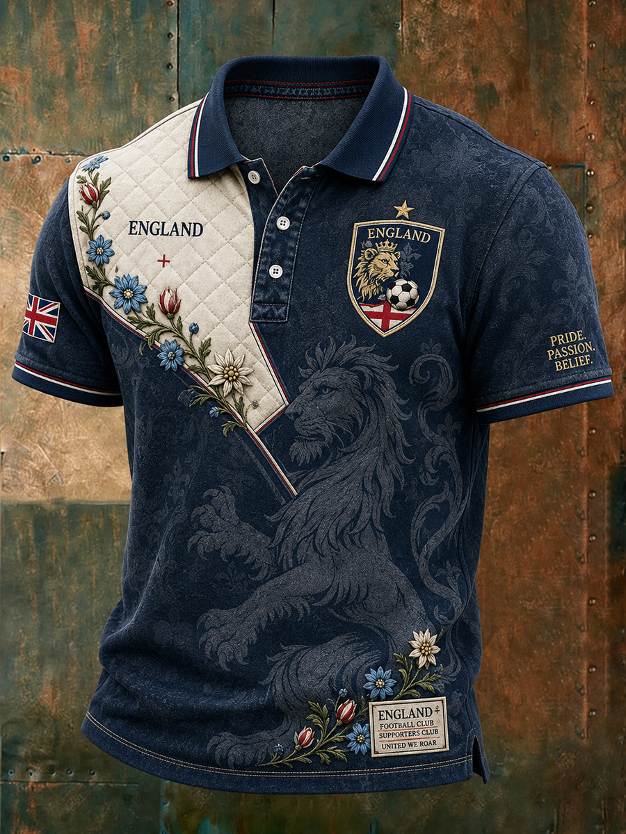 Retro England Football Fan Art Print Casual Jersey