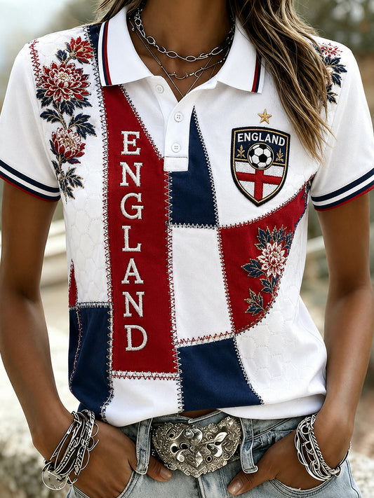 Retro England Football Fan Art Print Casual Jersey