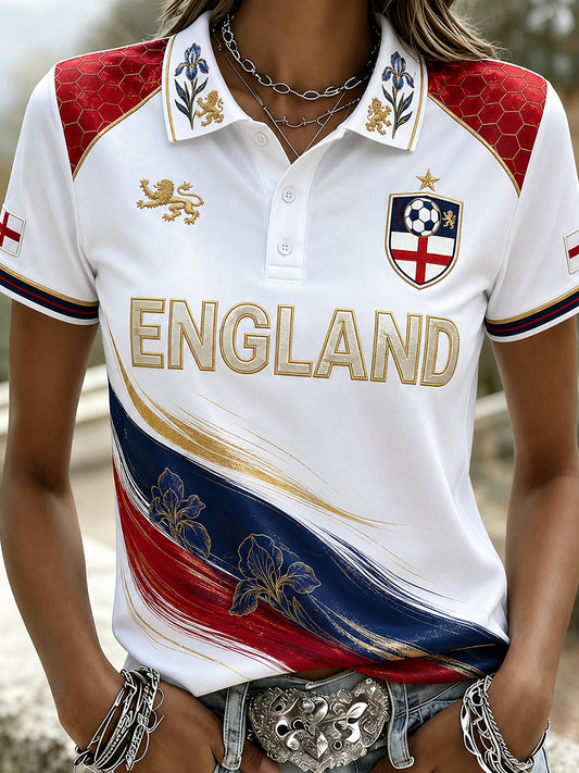 Retro England Football Fan Art Print Casual Jersey