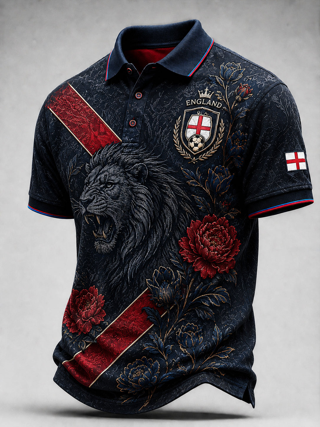 Retro England Football Fan Art Print Casual Jersey