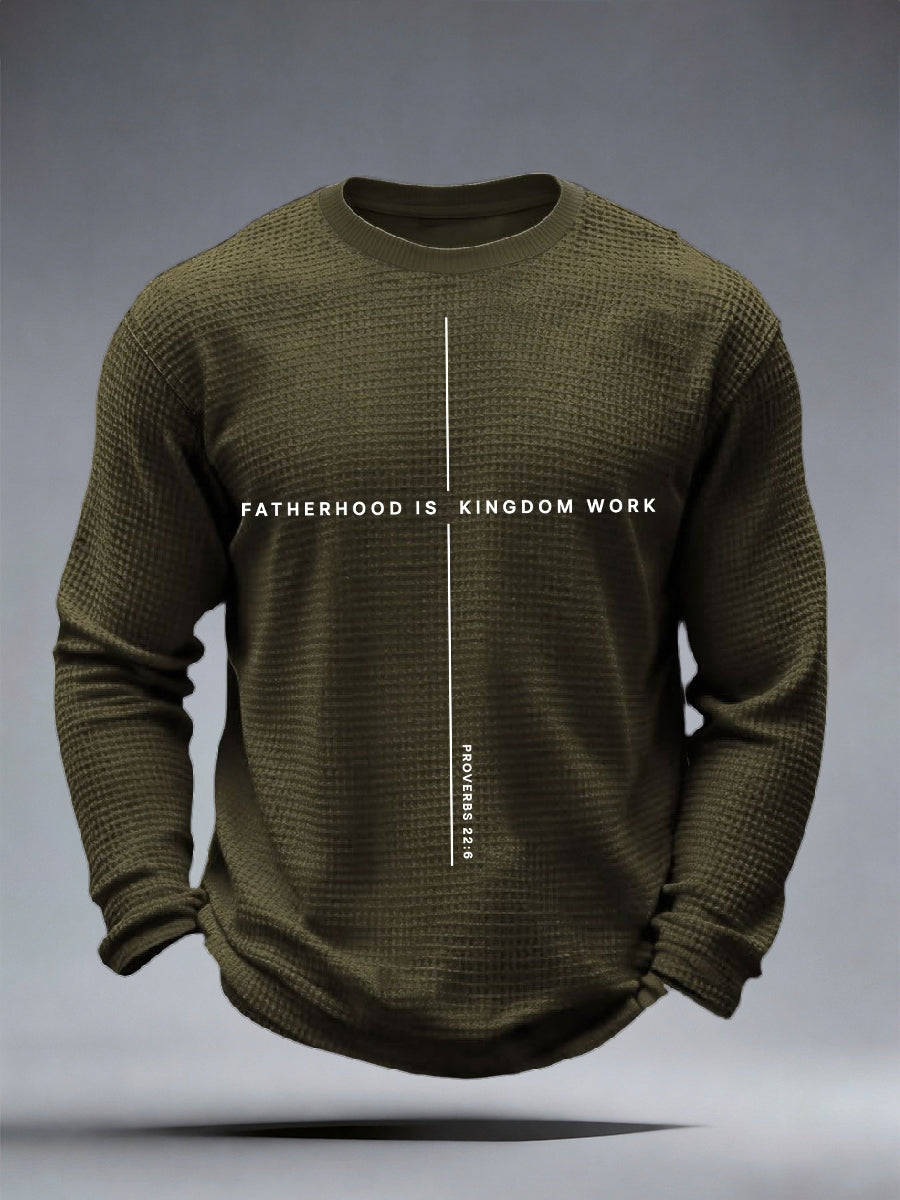 Men's Fatherhood is Kingdom Work Print Waffle T-Shirt