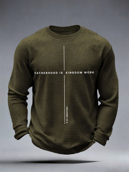 Men's Fatherhood is Kingdom Work Print Waffle T-Shirt