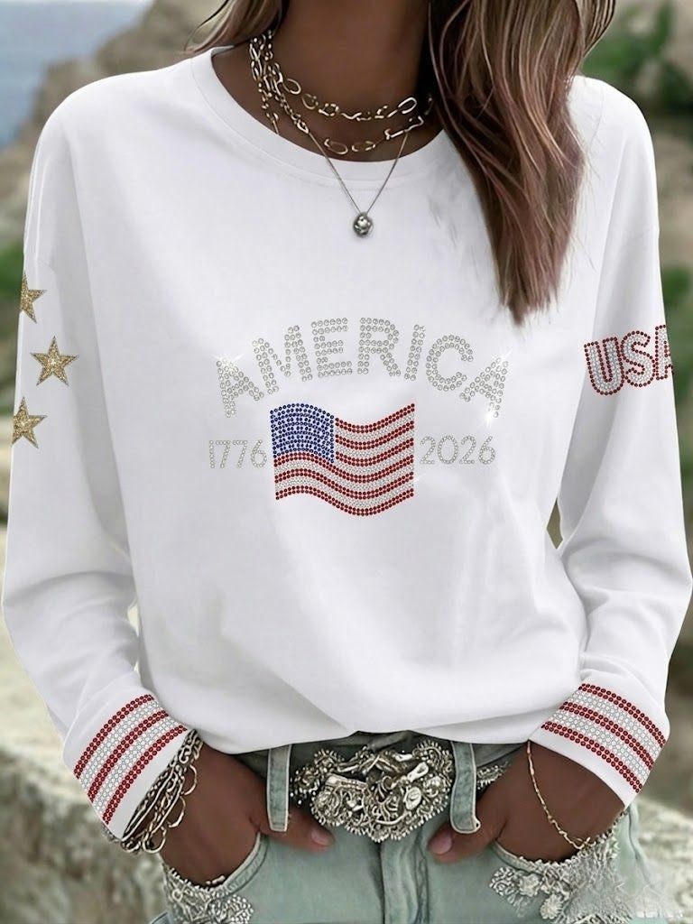 Women's  Retro American Independence Day  Long-Sleeve Top