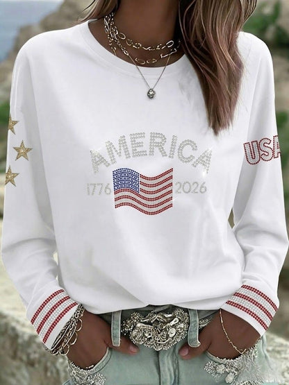 Women's  Retro American Independence Day  Long-Sleeve Top