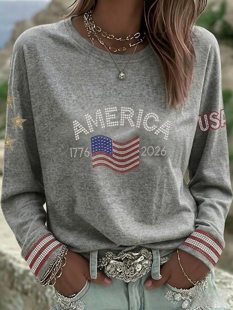 Women's  Retro American Independence Day  Long-Sleeve Top