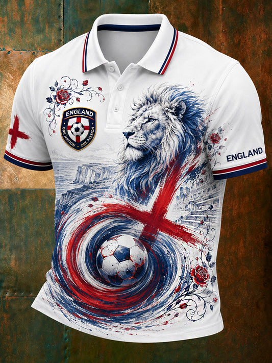 Retro England Football Fan Art Print Casual Jersey