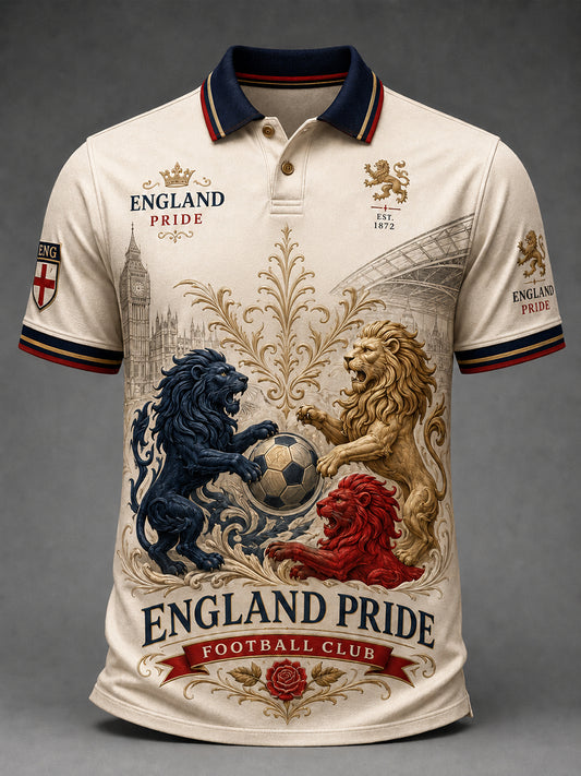 Retro England Football Fan Art Print Casual Jersey