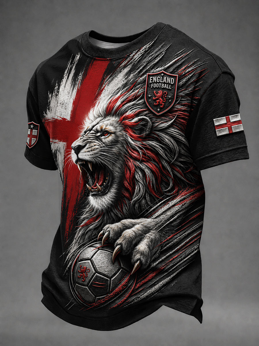 Retro England Football Fan Art Print Casual Jersey