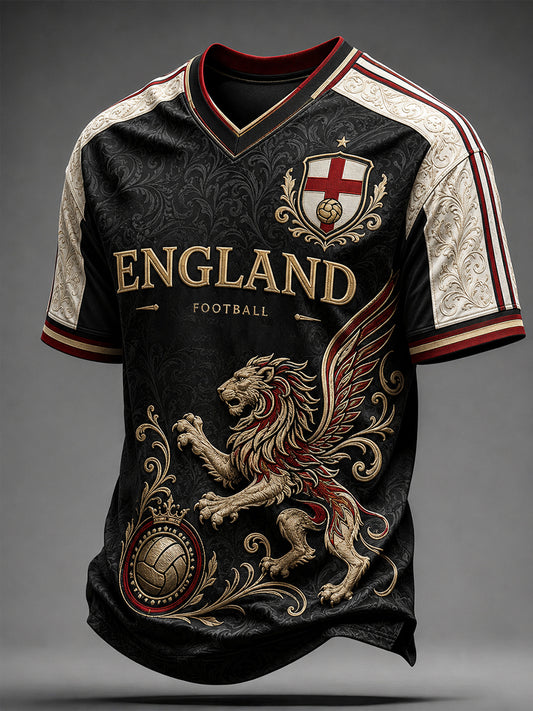Retro England Football Fan Art Print Casual Jersey