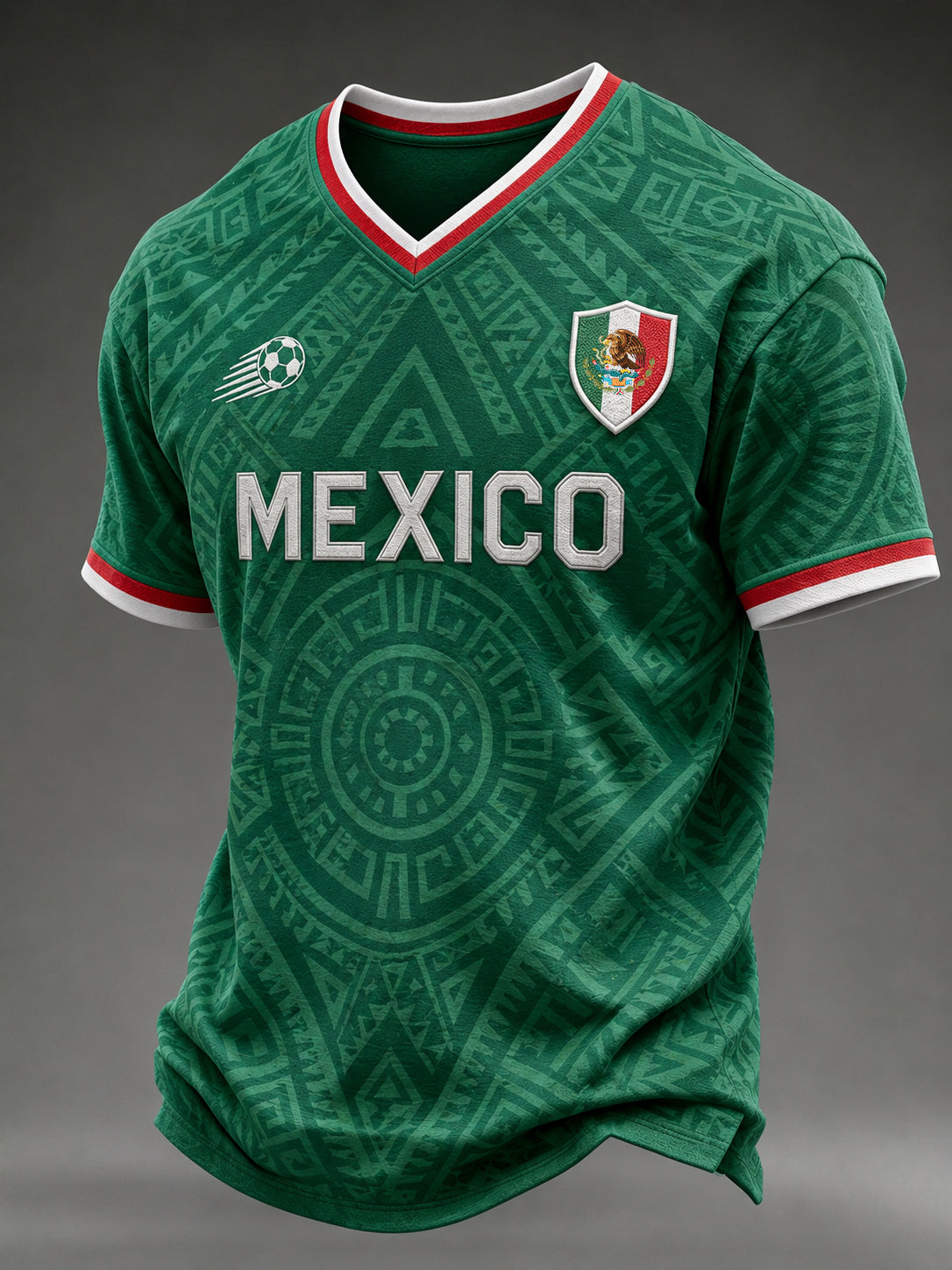 Camiseta de manga corta con cuello en V y estampado de fútbol para hombre