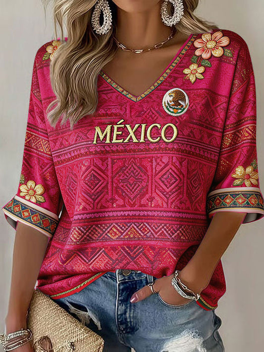 Camisetas estampadas para amantes del fútbol mexicano para mujer