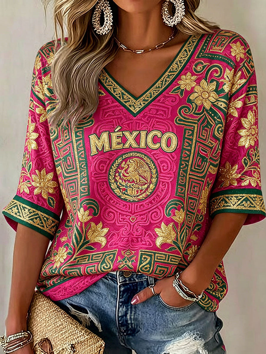 Camisetas estampadas para amantes del fútbol mexicano para mujer