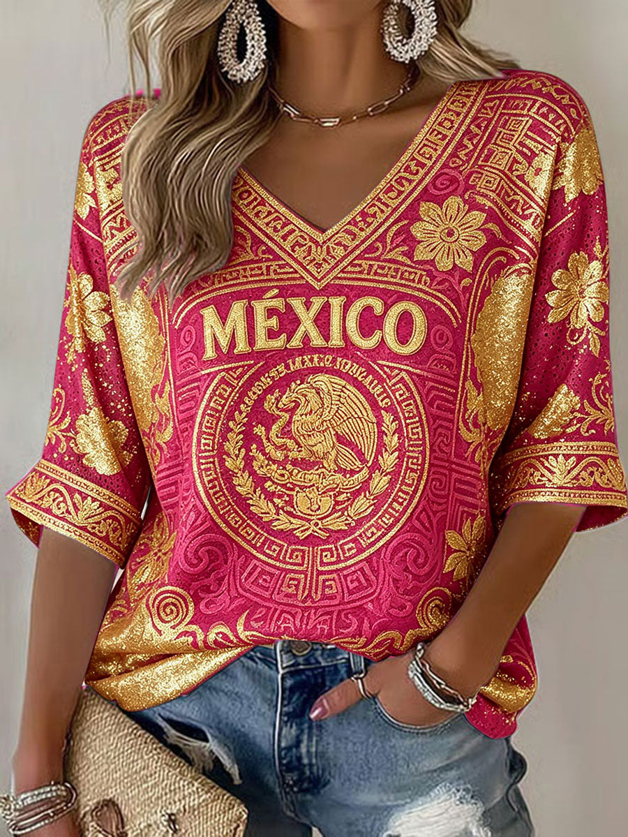 Camisetas estampadas para amantes del fútbol mexicano para mujer