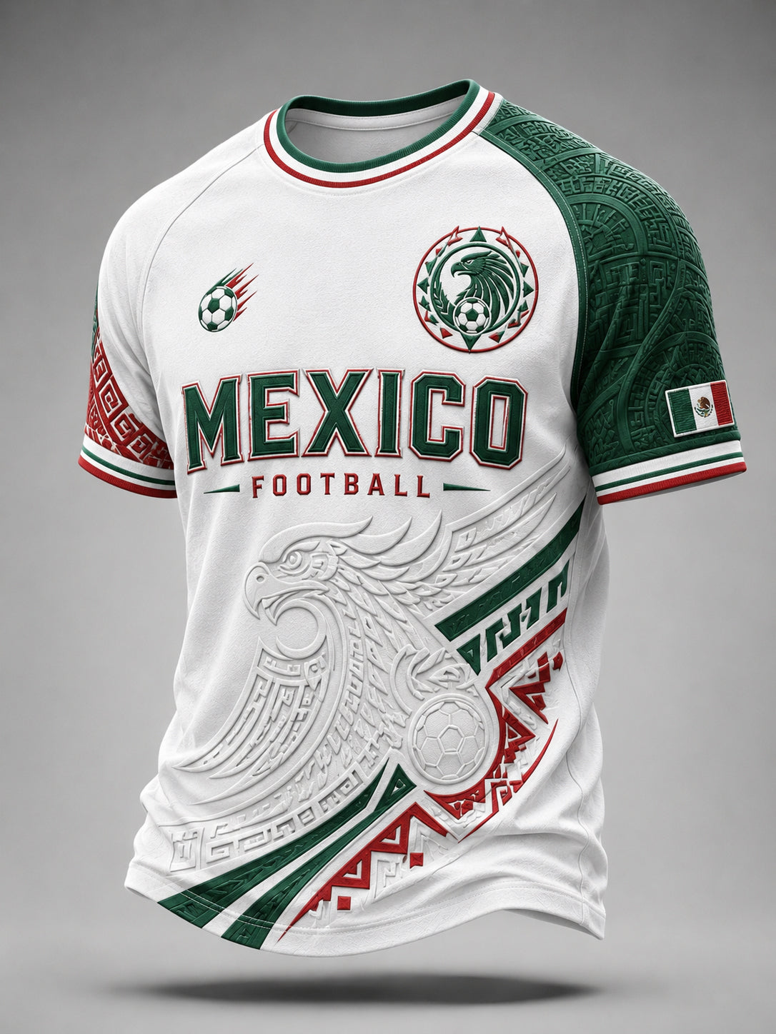 Camiseta de manga raglán casual impresa con temática de fútbol para hombre