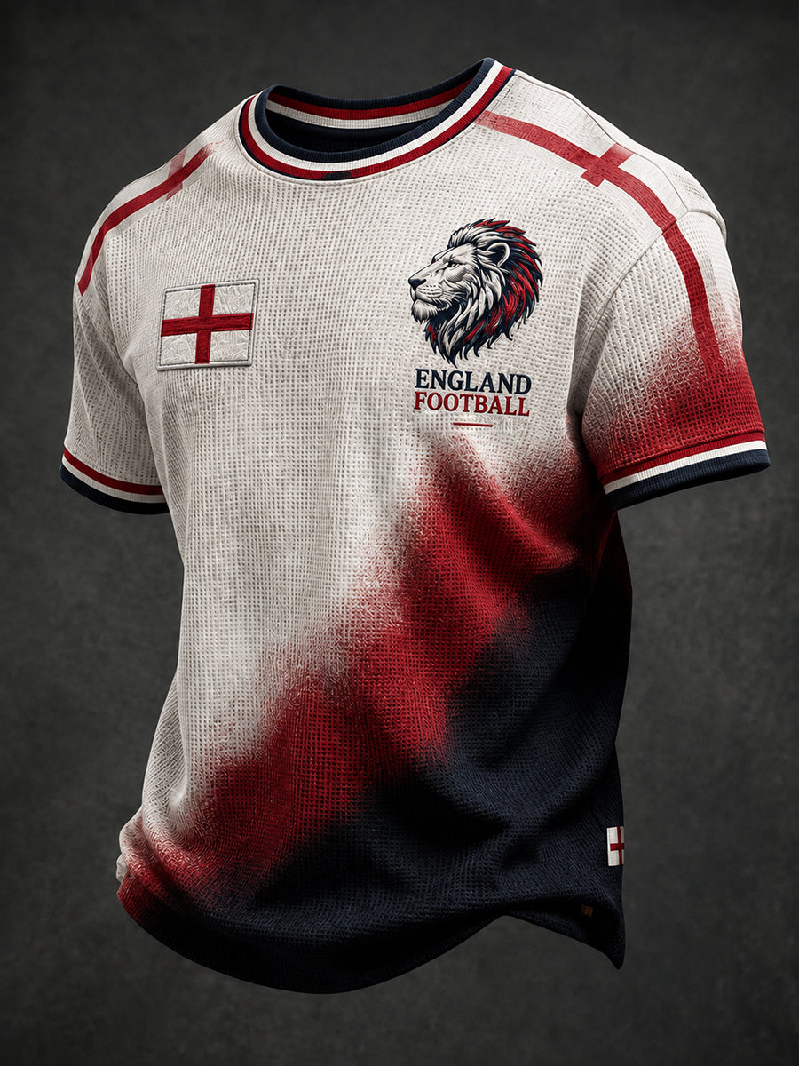 Men's Retro England Football Fan Art Print Casual Jersey