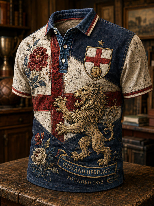 Retro England Football Fan Art Print Casual Jersey