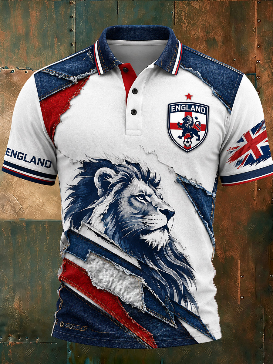 Retro England football fan art print casual jersey