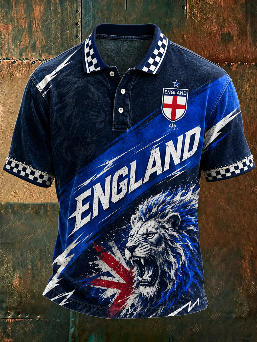 Retro England football fan art print casual jersey