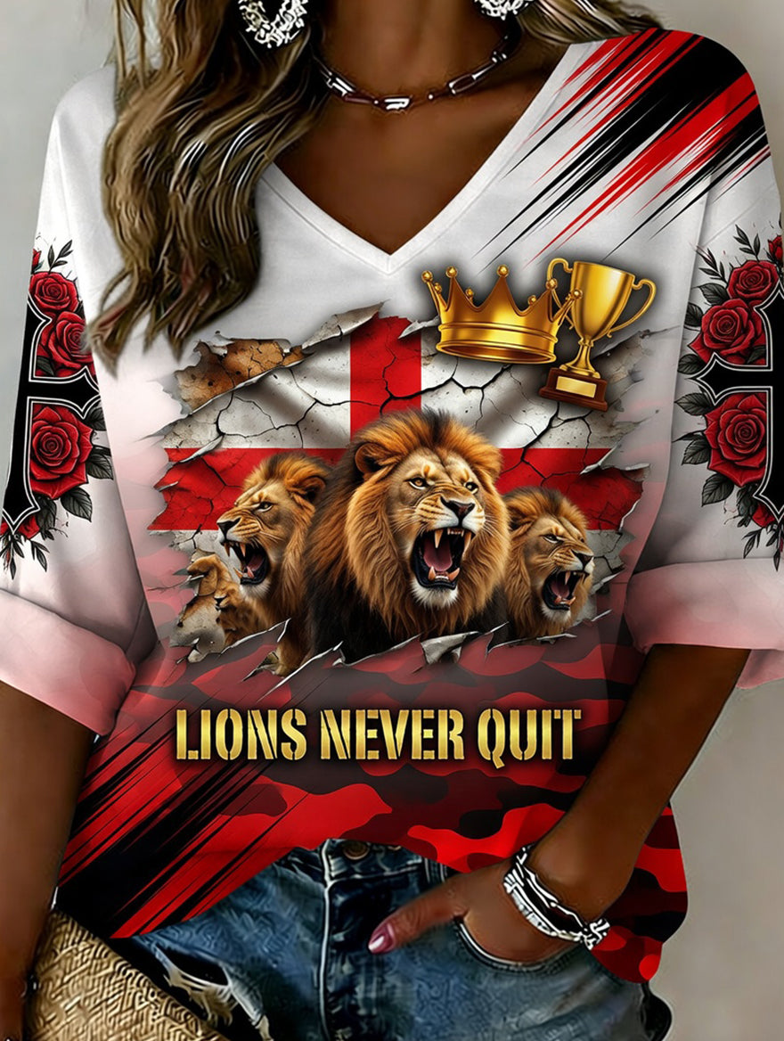 Retro England Football Fan Art Print Casual Jersey
