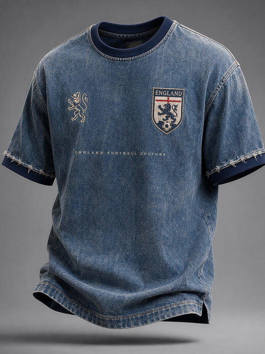 Retro English Football Fan Art Print Casual T-Shirt