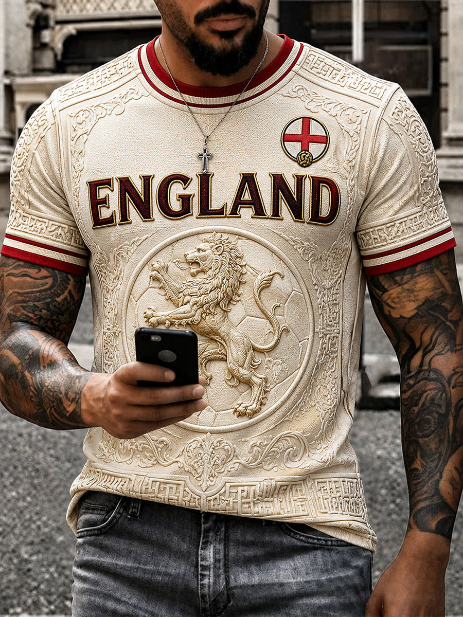 Retro England Football Fan Art Print Casual Jersey