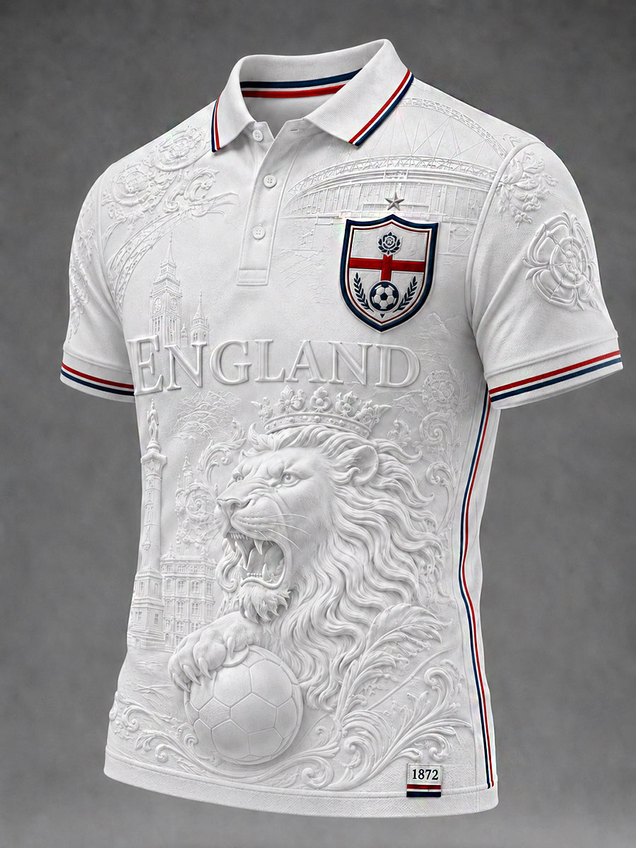 Retro England Football Fan Art Print Casual Jersey