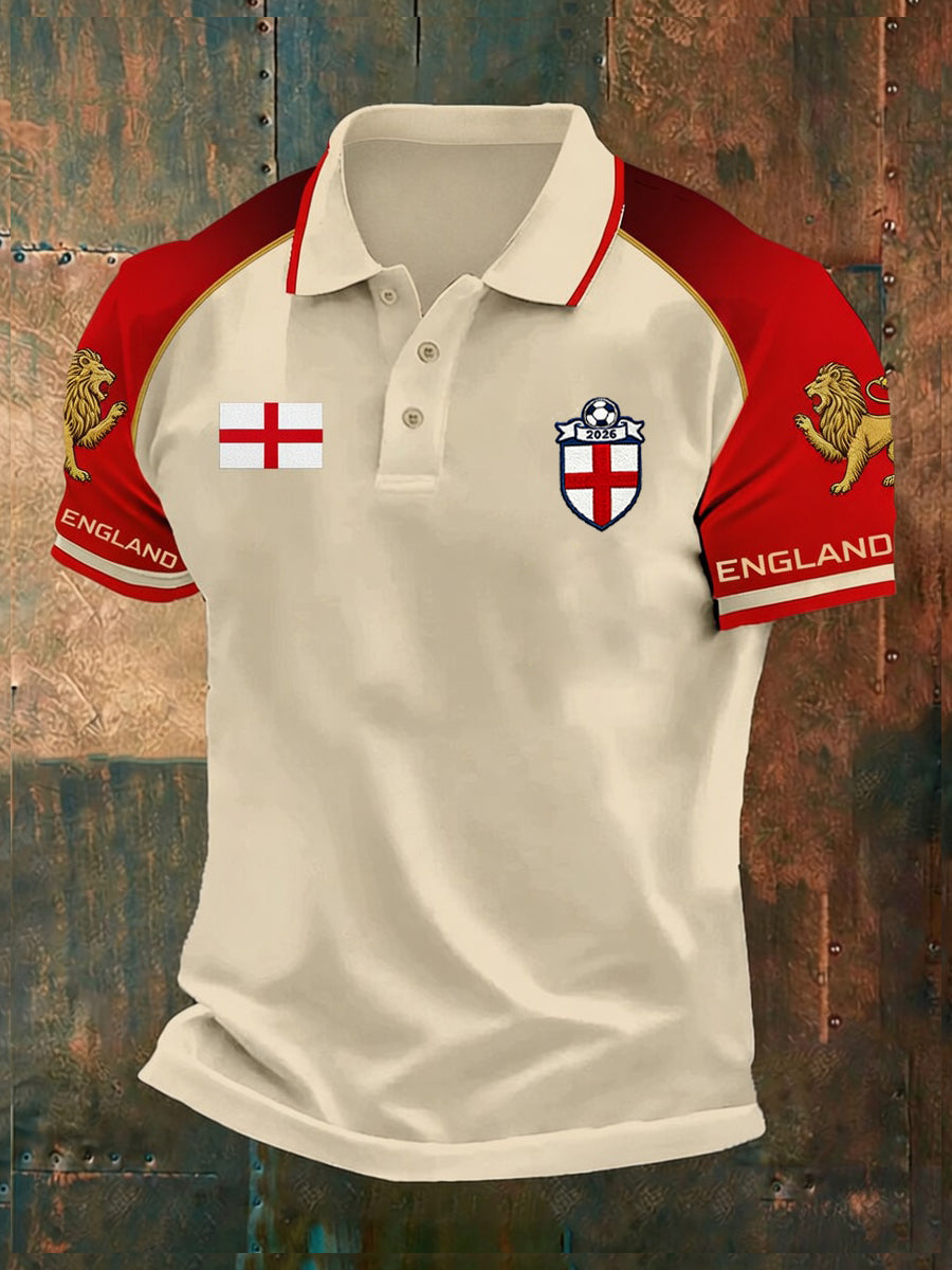 Retro England football fan art print casual jersey