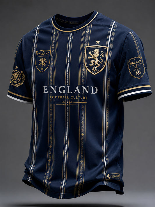 Retro English Football Fan Art Print Casual T-Shirt