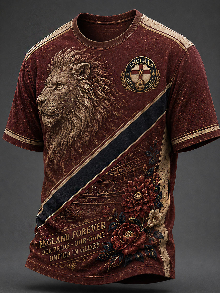 Retro England Football Fan Art Print Casual Jersey