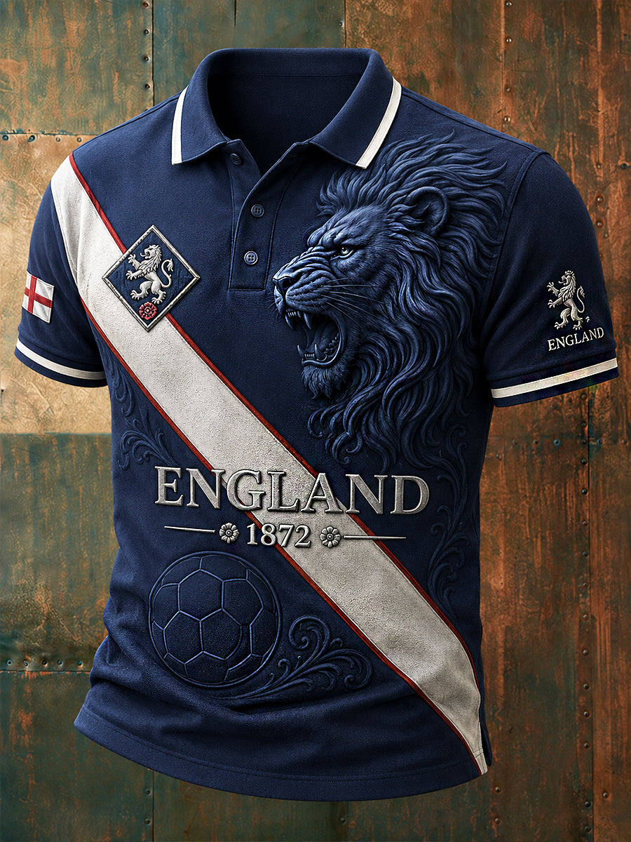 Retro England Football Fan Art Print Casual Jersey