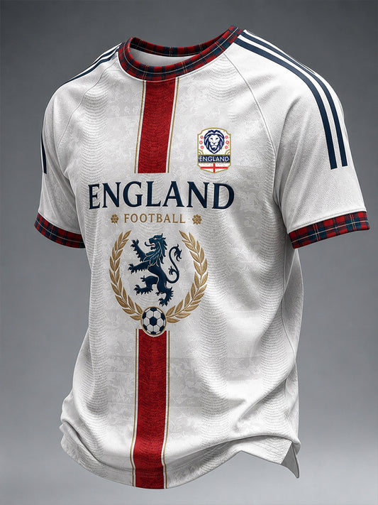Retro England Football Fan Art Print Casual Jersey
