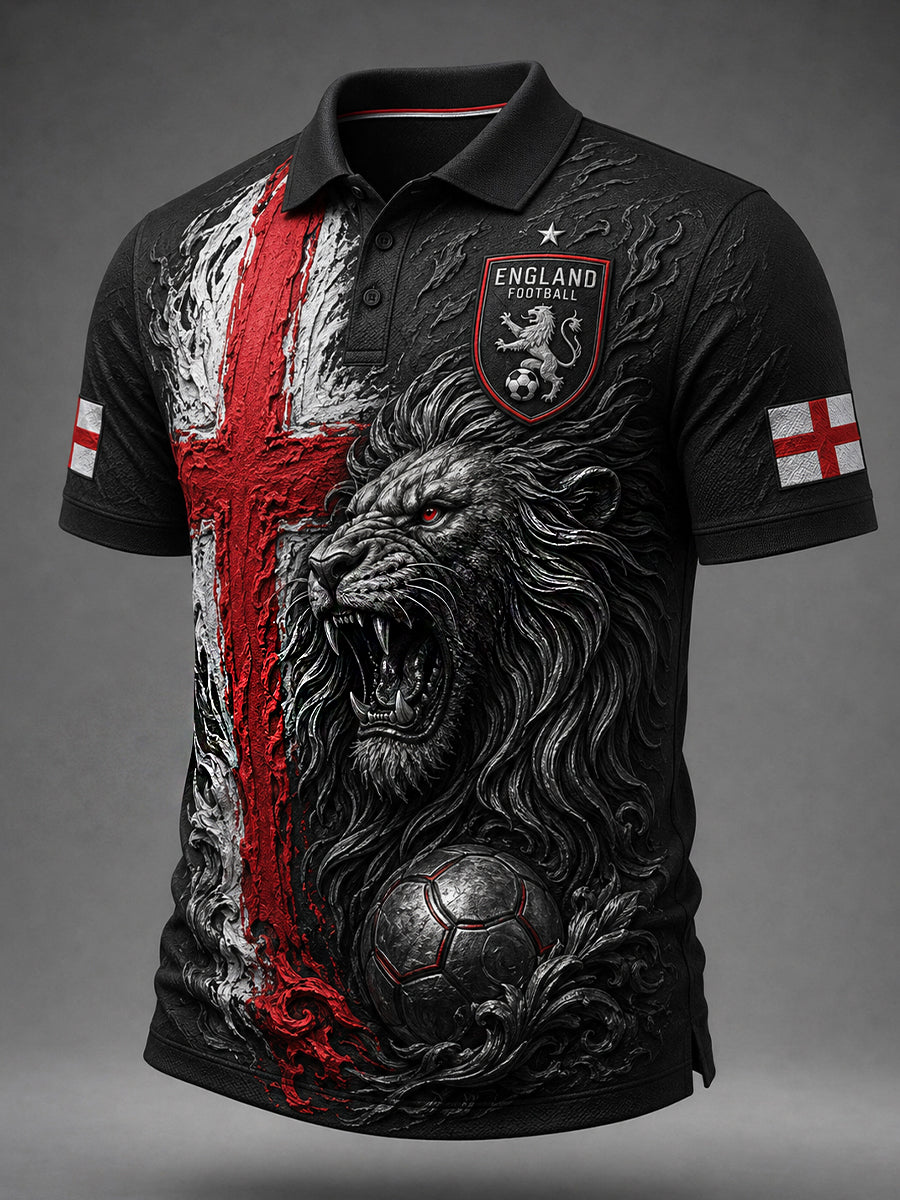 Retro England Football Fan Art Print Casual Jersey