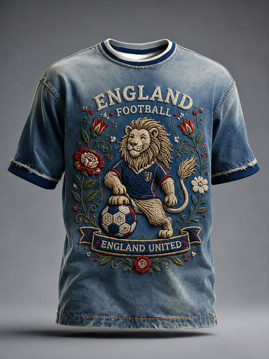 Retro England Football Fan Art Print Casual Jersey