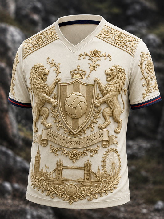 Retro England Football Fan Art Print Casual Jersey