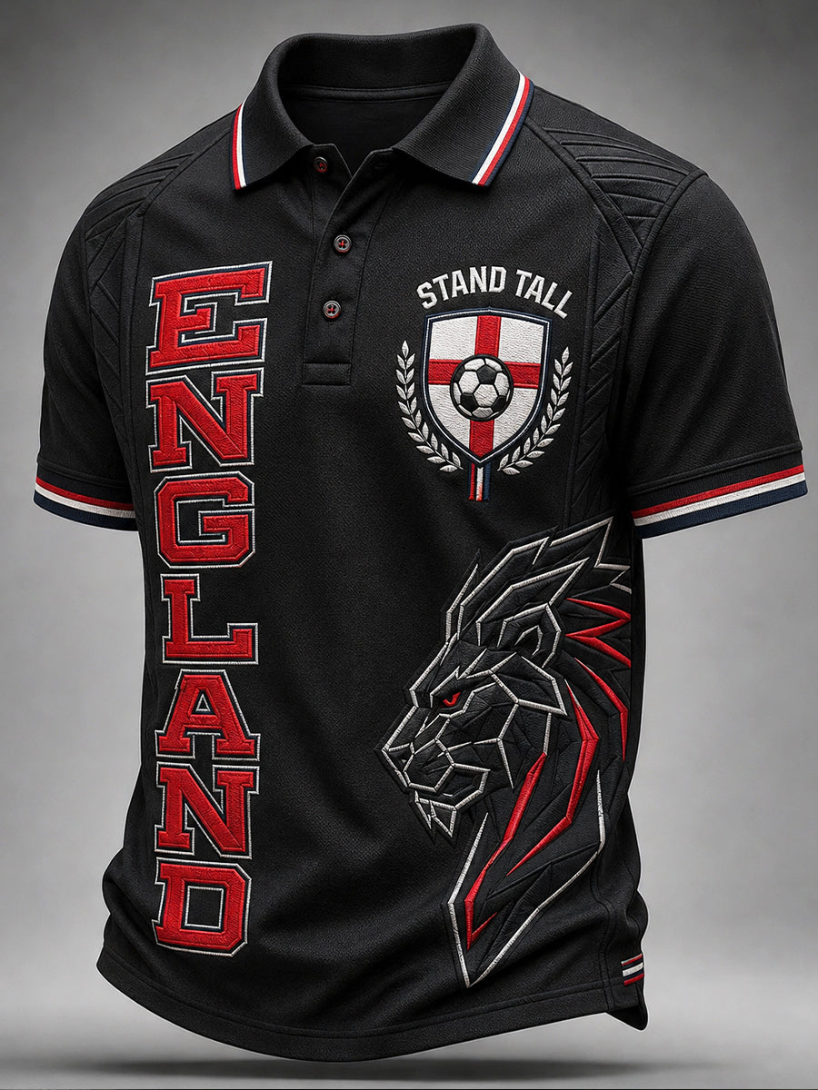 Retro English Football Fan Art Print Casual Polo Jersey