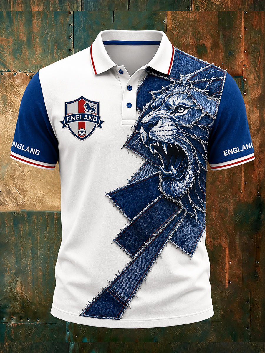 Retro England Football Fan Art Print Casual Jersey