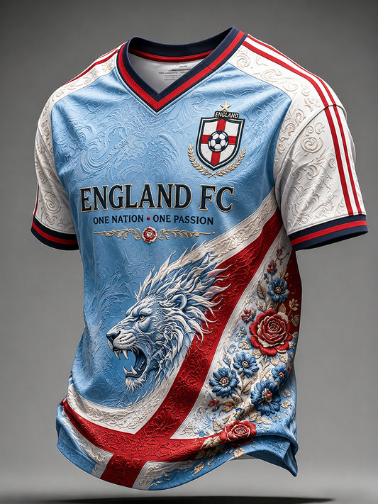 Retro England Football Fan Art Print Casual Jersey