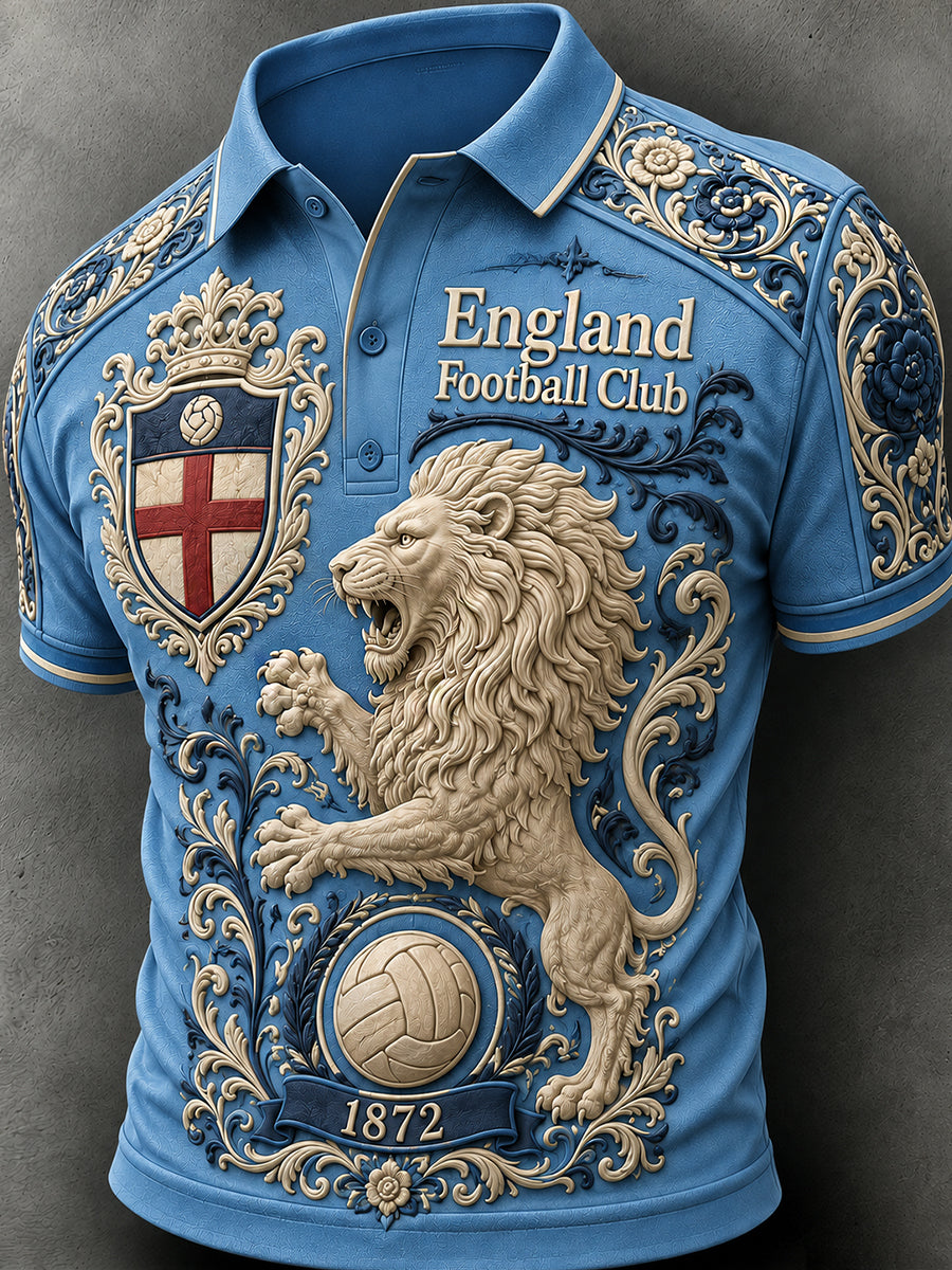 Retro England Football Fan Art Print Casual Jersey