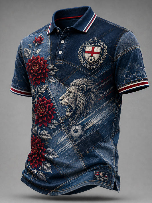 Retro England Football Fan Art Print Casual Jersey