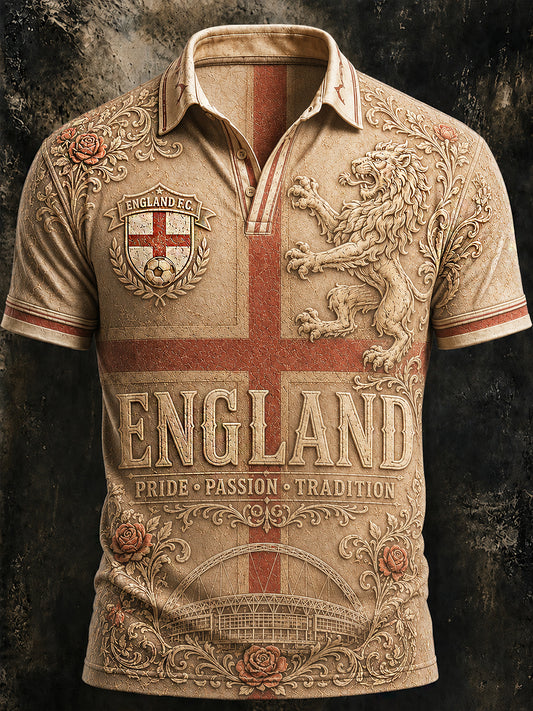 Retro England Football Fan Art Print Casual Jersey