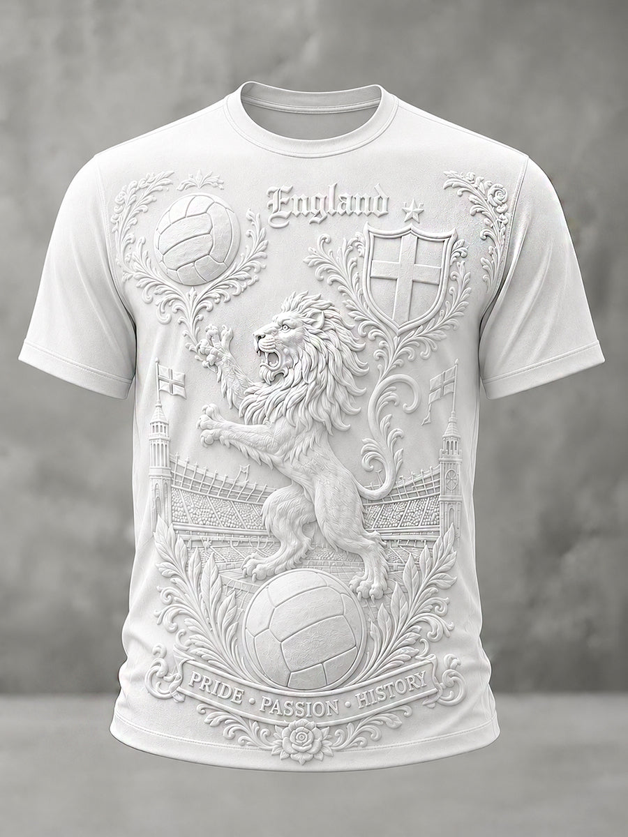 Retro England Football Fan Art Print Casual Jersey