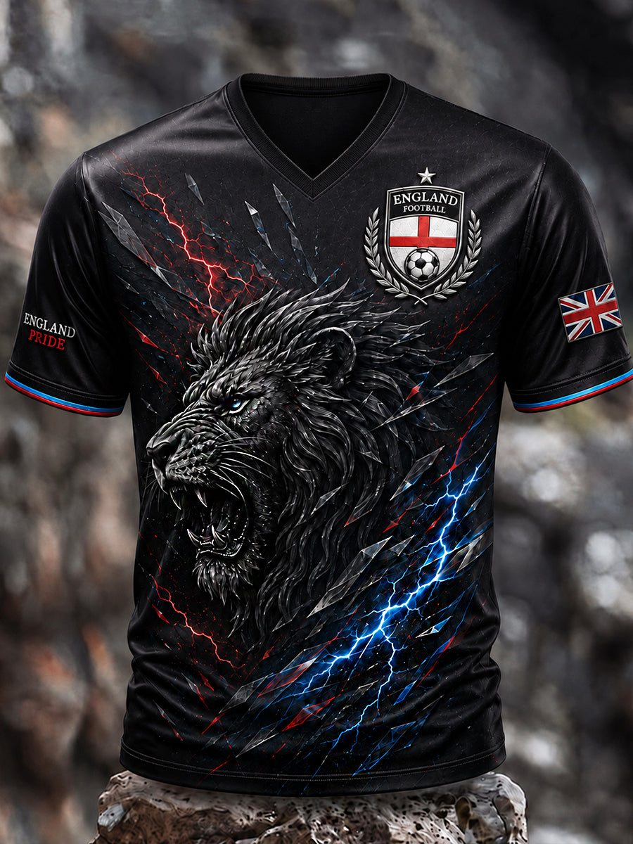 Retro England Football Fan Art Print Casual Jersey