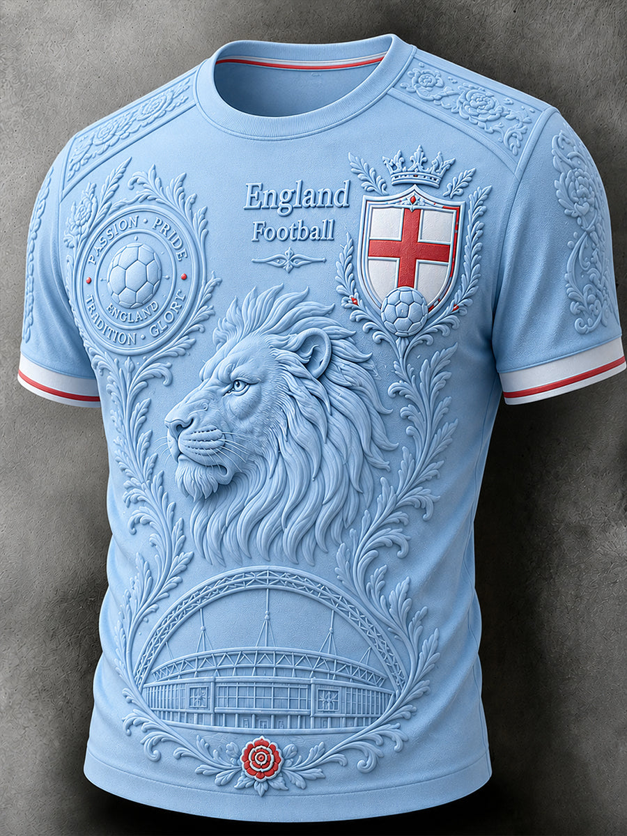 Retro England Football Fan Art Print Casual Jersey