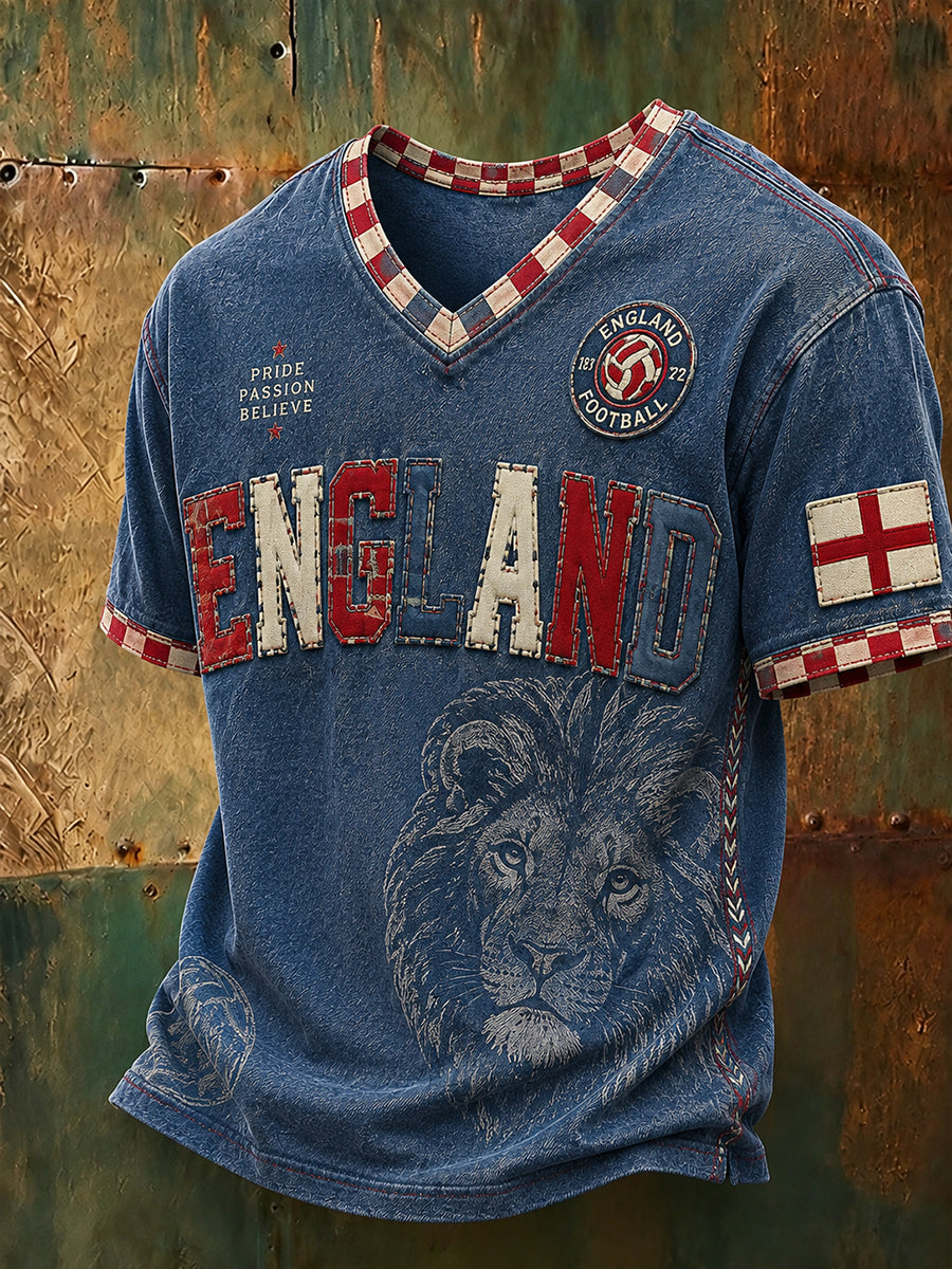 Retro England Football Fan Art Print Casual Jersey