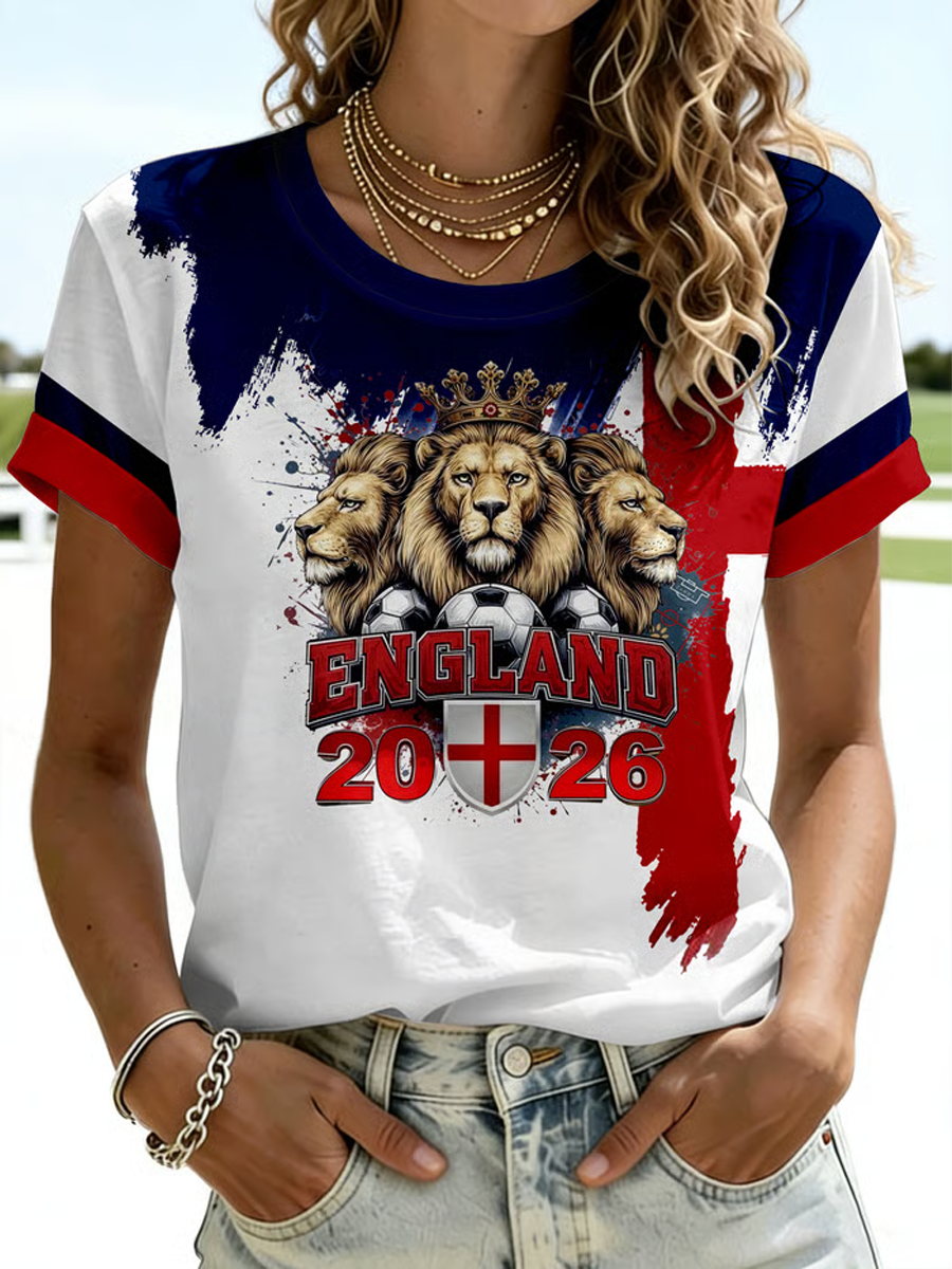 Women's UK Football Lover England Printed short-sleeved T-shirt