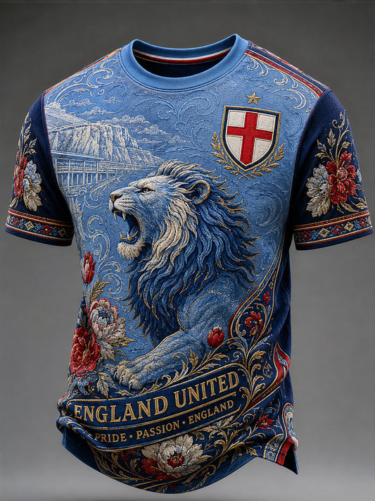 Retro England Football Fan Art Print Casual Jersey