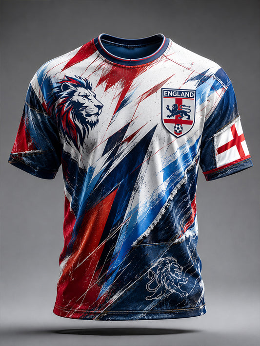 Retro England Football Fan Art Print Casual Jersey