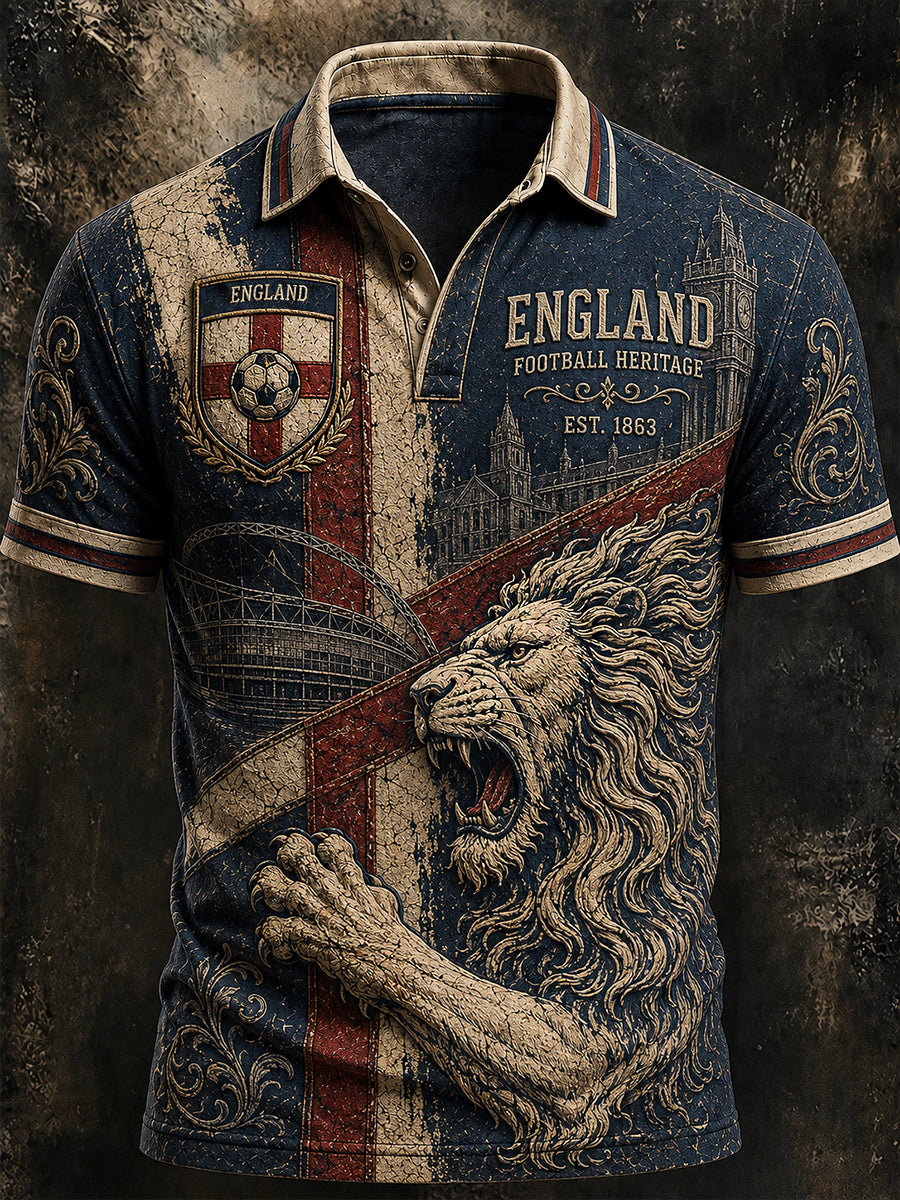 Retro England Football Fan Art Print Casual Jersey