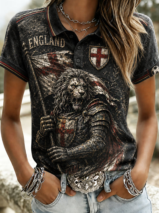 Retro England Football Fan Art Print Casual Jersey