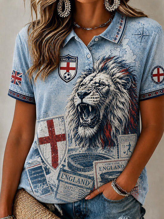 Retro England Football Fan Art Print Casual Jersey
